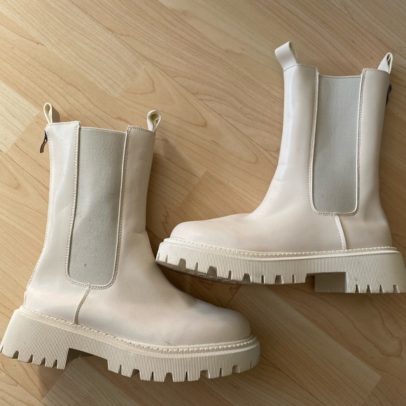 SHEIN Shoes - White/Cream Mid-Calf Chunky Boots